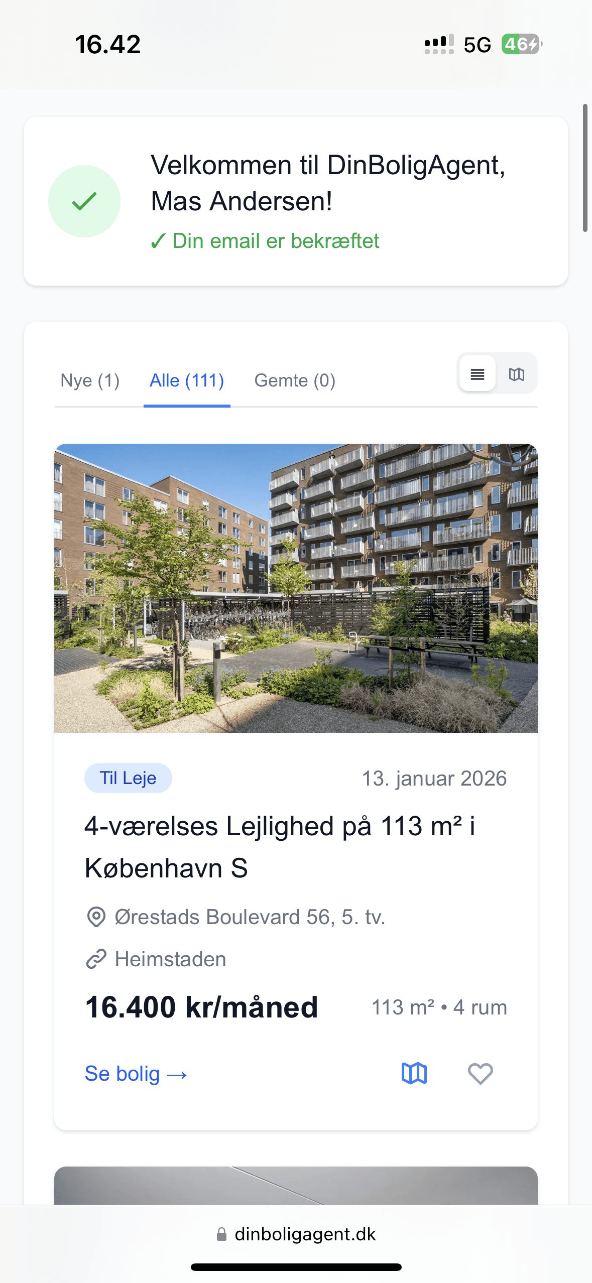 DinBoligAgent app på telefon